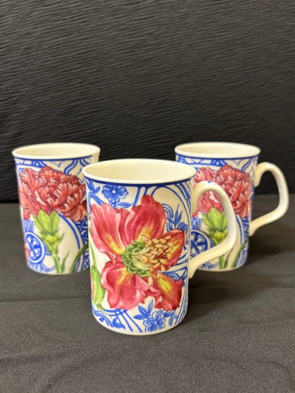 90’s Set of 3 Royal Doulton Cottagecore Blue China Elegant Florals